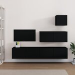 vidaXL Ensemble de meubles TV 4 Pièces Noir Bois d'ingénierie
