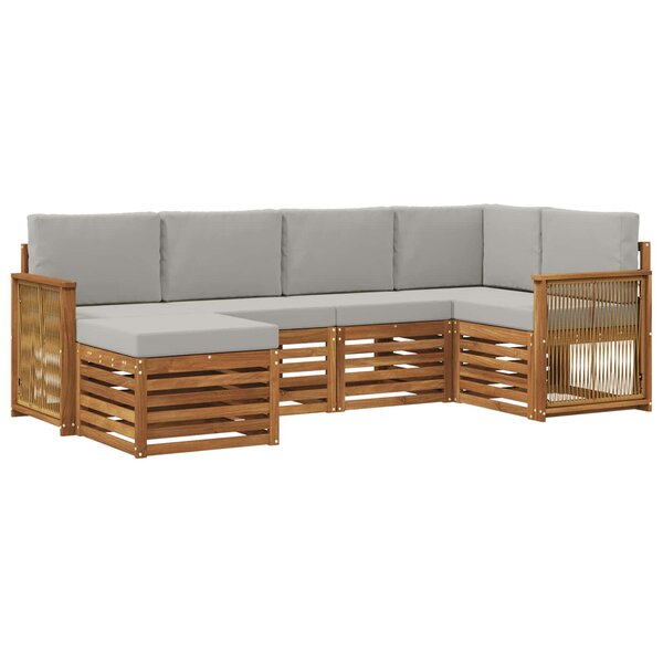 vidaXL Ensemble de canapés d'extérieur 5 pc Naturel et gris clair