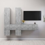 vidaXL Ensemble de meubles TV 7 Pièces Gris béton Bois d'ingénierie