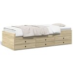 vidaXL Lit de jour et tiroirs chêne sonoma 75x190cm bois d'ingénierie