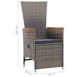 vidaXL Salon de jardin 3 Pièces avec coussins Résine tressée Gris