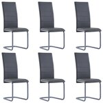 vidaXL Chaises à manger cantilever lot de 6 gris similicuir