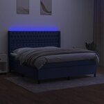 vidaXL Sommier à lattes de lit matelas et LED Bleu 180x200 cm Tissu