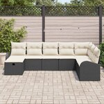 vidaXL Ensemble de canapé de jardin avec coussin 8 Pièces Noir Poly rotin
