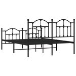 vidaXL Cadre de lit métal avec tête de lit/pied de lit noir 140x190 cm
