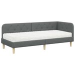 vidaXL Cadre de lit d'angle Gris foncé 80 x 200 cm tissu