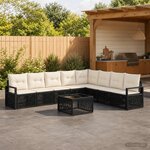 vidaXL Ensemble de canapé de jardin 10 pc Noir polyrotin