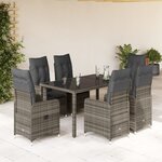 vidaXL Ensemble de bistro de jardin 5 Pièces coussins gris poly rotin