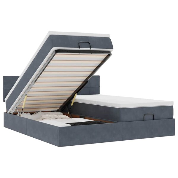 VidaXL Cadre de lit ottoman avec matelas gris foncé 160x200cm velours