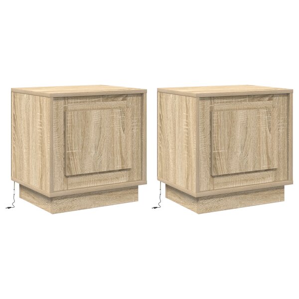 vidaXL Tables de chevet avec lumières LED 2 Pièces Chêne Sonoma 44x34 5x45 cm
