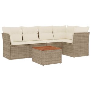 vidaXL Salon de jardin avec coussins 6 Pièces beige résine tressée