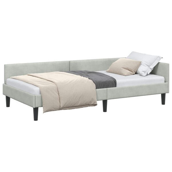 vidaXL Cadre de lit d'angle avec tête de lit Gris clair 90 cm x 190 cm