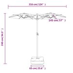 vidaXL Parasol de jardin à double tête noir 316x145 cm
