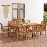 vidaXL Ensemble à manger de jardin 9 Pièces Bois de teck solide