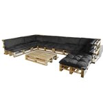 vidaXL Coussin de canapé sur palette 13 Pièces Noir 120 x 80 x 10 cm