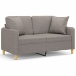 vidaXL Canapé 2 places avec oreillers décoratifs taupe 120 cm tissu