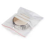 Sachet plastique zip transparent à bandes blanches 60 microns raja 23x32 cm