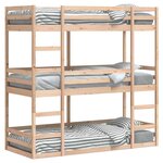 vidaXL Lit superposé triple sans matelas 90x200 cm bois de pin massif