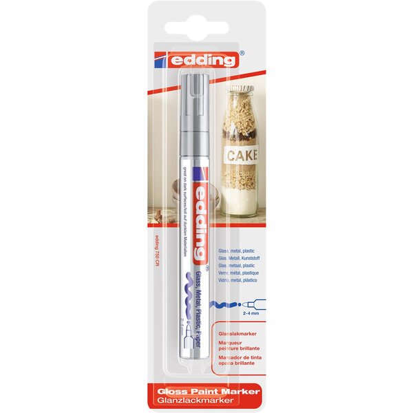 Marqueur Peinture brillante 750 blister de 1 argent 2-4 mm EDDING