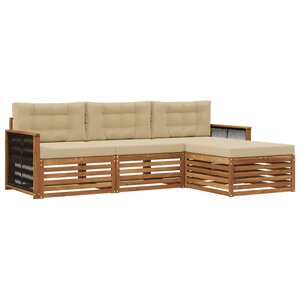 vidaXL Ensemble de canapés d'extérieur avec coussin Naturel et Beige