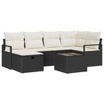 vidaXL Ensemble de canapé de jardin avec coussin 7 Pièces Noir et crème