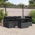 vidaXL Ensemble de canapé de jardin 7 Pièces Noir Poly rotin