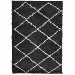 vidaXL Tapis shaggy à poils longs moderne noir et crème 140x200 cm