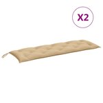 vidaXL Coussins de banc de jardin lot de 2 beige mélangé tissu