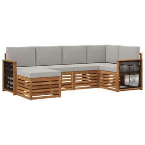 vidaXL Ensemble de canapés d'extérieur 5 pc Naturel et gris clair