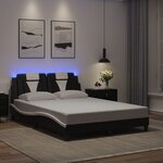vidaXL Cadre de lit avec lumières LED noir blanc 140x200 cm similicuir