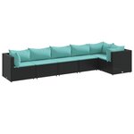 vidaXL Salon de jardin 6 Pièces avec coussins Noir Résine tressée