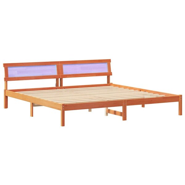 vidaXL Cadre de lit Marron cire 180 x 200 cm Bois massif en pin