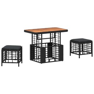 vidaXL Ensemble de salle à manger pour jardin 3 Pièces Noir et gris