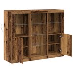Meuble de rangement vidaXL avec lumières LED vieux bois 123x37x100 cm bois d'ingénierie