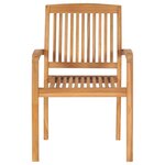 vidaXL Chaises de jardin empilables avec coussins lot de 4 Teck solide