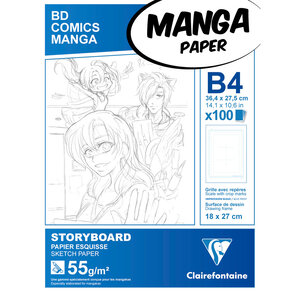 Manga bloc Storyboard B4 100F G.6C 55g CLAIREFONTAINE