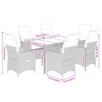 vidaXL Ensemble à manger de jardin et coussins 7 Pièces beige poly rotin
