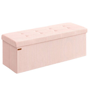 Banc de rangement pouf pliable 38 x 76 x 38 cm bout de lit repose-pieds coffre de rangement charge jusqu'à 300 kg pour salon chambre entrée rose 12_0004169