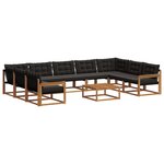 vidaXL Ensemble de canapés d'extérieur 10 Pièces Naturel et Noir