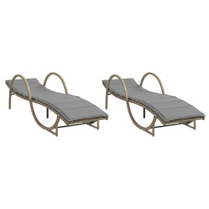 vidaXL Chaises longues lot de 2 avec coussins beige résine tressée