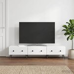 vidaXL Meuble TV Blanc brillant 147 x 34 5 x 30 cm Bois d'ingénierie
