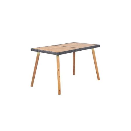 BEAU RIVAGE Table de jardin en bois d'acacia 100% FSC et résine tressée - 120 x 70 x 73 cm - Marron