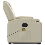 vidaXL Fauteuil inclinable de massage électrique crème similicuir