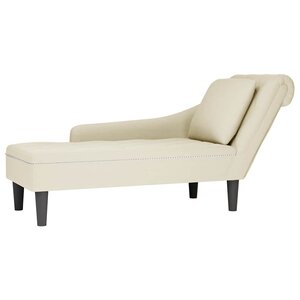 vidaXL Fauteuil long avec coussin et accoudoir droit crème velours