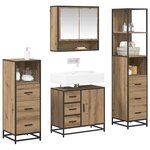 vidaXL Ensemble de mobilier de salle de bain 4 Pièces Chêne artisanal