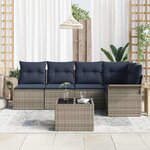 vidaXL Ensemble de canapé de jardin avec coussin 6 Pièces Gris polyrotin