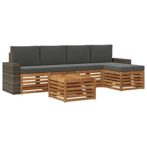 vidaXL Ensemble de canapés d'extérieur 6 pc Naturel et Anthracite