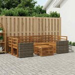 vidaXL Ensemble de canapés d'extérieur 7 Pièces Naturel
