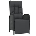 vidaXL Set de dîner de jardin de 3 pièces avec coussins en rattan noir poly