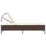 vidaXL Chaise longue avec table et coussin marron résine tressée